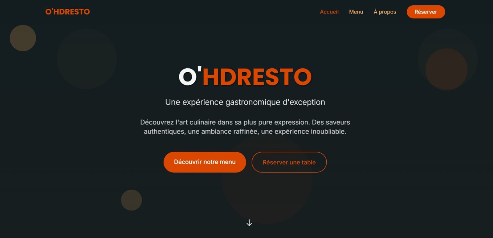 Site web de restauration haut de gamme